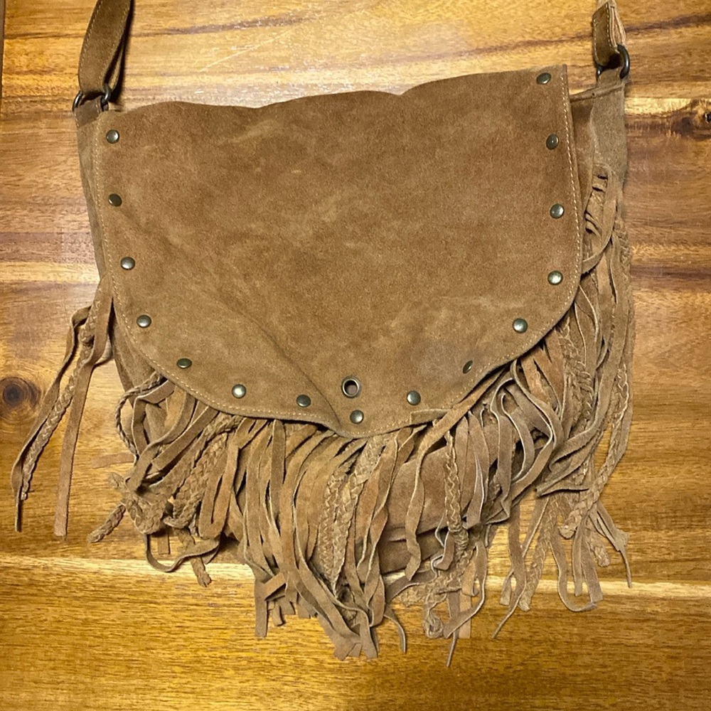 Boho fringe suede crossbody bag